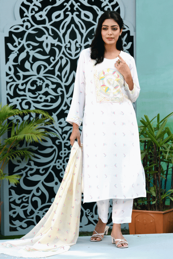Lemon Yellow Linen Printed Kurti Comes with Palazzo
